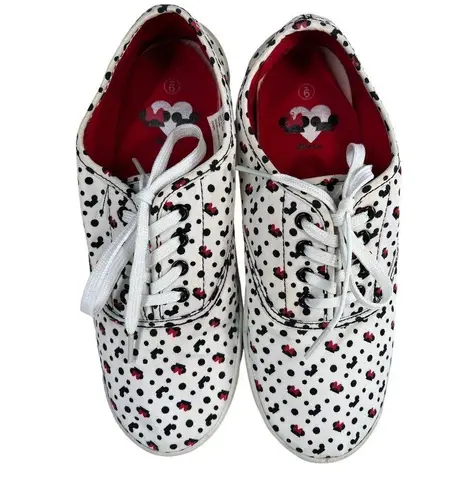 Disney Minnie Mickey Mouse Canvas Casual Sneaker Shoes White Black Red Womens 9