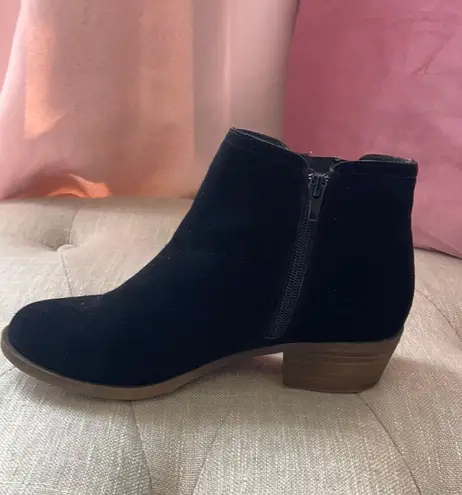 Kensie Black Suede Block Heel Booties