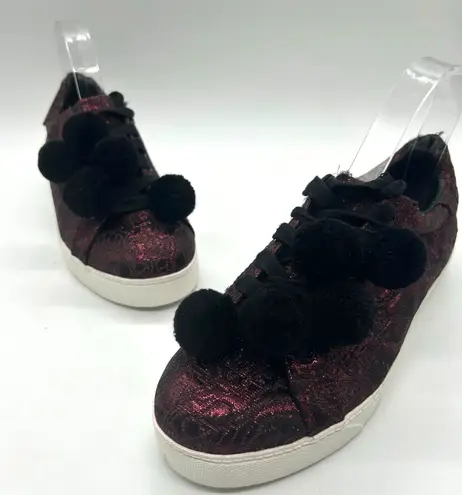 Circus by Sam Edelman Velvet Pom Pom Sneakers Purple Lace Up Women 7.5