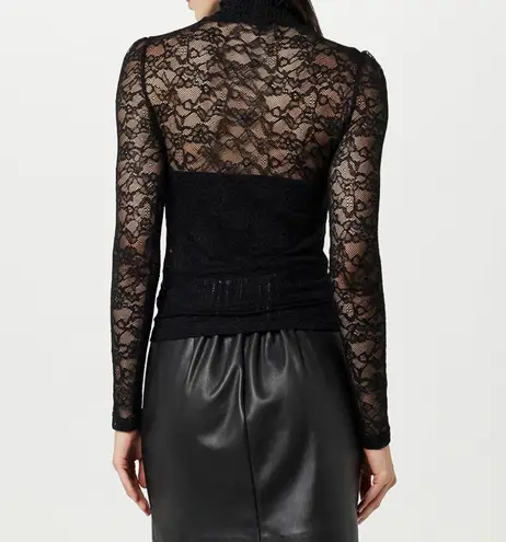 The Drop Bethany Mock Neck Lace Blouse White Size M