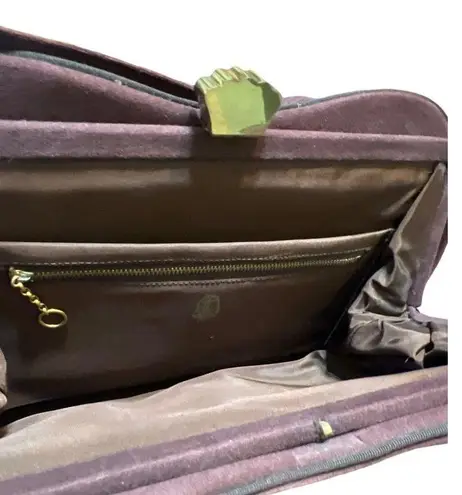 Vintage Virginia Art Slip Cover Purse Handbag Shoulder Bag Brass Lock MCM Brown