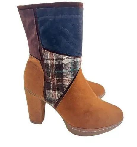 Muk Luks Nola brown:suede vegan boho patchwork heeled boots Brown Size 10