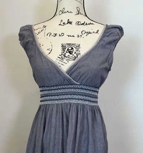 Speed Control New York Dress Medium Blue Chambray V Neck Sleeveless Summer