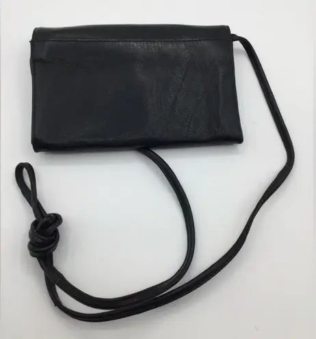 A Very Rare Vintage Black Double Flat Hobo International Crossbody Handbag