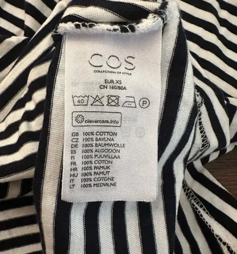 COS black & white striped three-quarter sleeve cotton top size XS