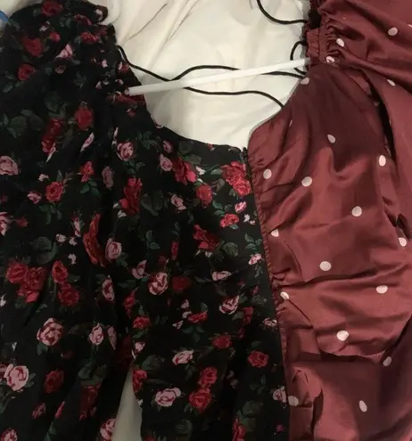 For Love & Lemons Cher Ruched Polka Dot Floral Sweetheart Mini Dress Size: XS