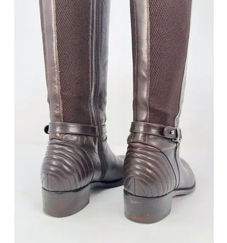 Aquatalia Womens Boots Brown Leather Knee High Tall Zip Up Riding Italian US 6.5