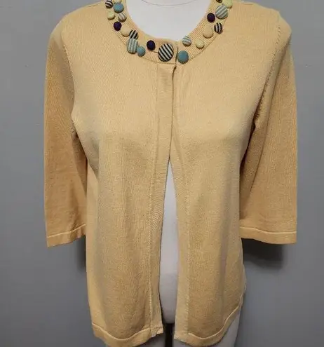 Christopher & Banks cute as a button pastel yellow flyaway cardigan size small
