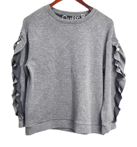 El Shaddai Women'sĀ Long SleeveāGray Shirt With Embroidered Pearls SizeāLarge Black