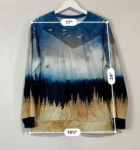 The Mountain Women’s Landscape Lightweight Sweater Gray & Navy NWOT