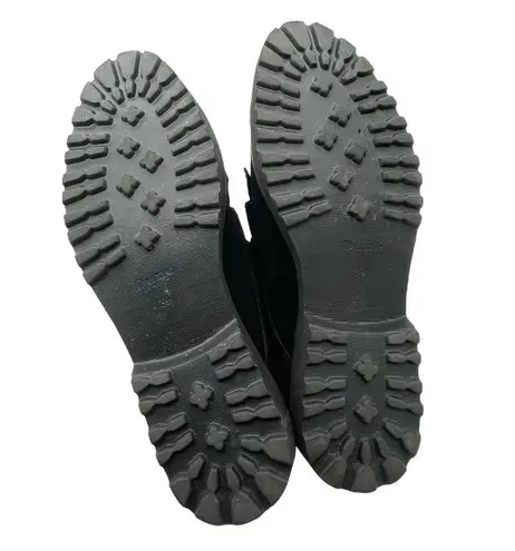 Dune London Black Suede Kiltie Flipped Lug Sole Monk Strap Loafers Womens Size 8