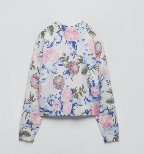 ZARA NWT  FLORAL JACQUARD KNIT SWEATER