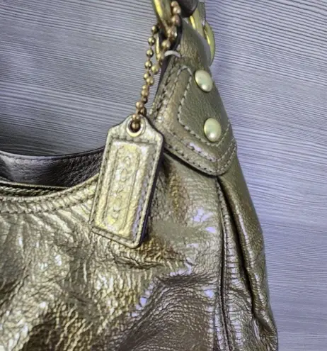 Coach  Madison Maggie Women Gold Metallic Leather Shoulder Satchel Top Handle