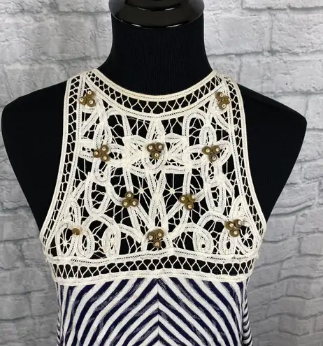 Hazel Boutique Hazel 100% cotton striped dress with lace size medium women