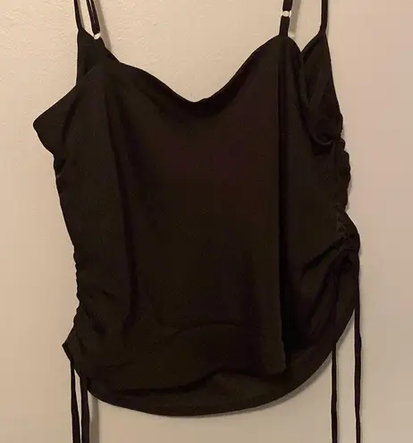 Glam Black Scrunched Tank Top/Crop Top