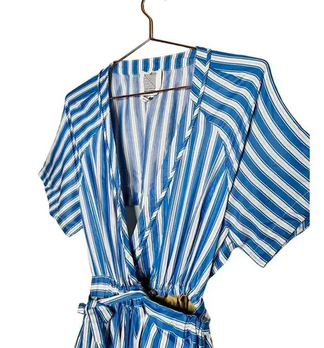 ROSIE ASSOULIN Blue White Striped Wrap Skort Side Slit V