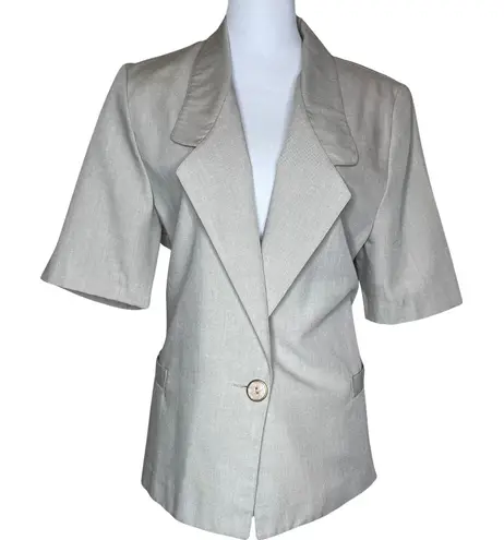 Fundamental Things Vintage Short Sleeve Blazer Jacket Size 14 Tan