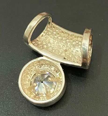 Sterling Silver Vintage 925 CID Clear Solitaire Slider Pendant 3.8g