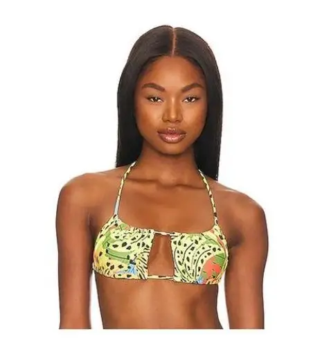 NEW LARGE L Bikini Top people It's Now Cool Square Tie Green aztec printed