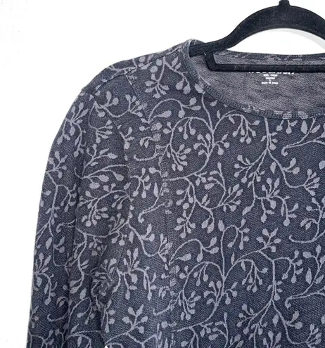 Woolrich 100% Cotton Dark Gray Floral Print Long Sleeve Top