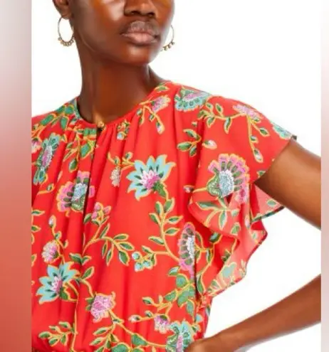 T Tahari Flutter Sleeve Ruffled Sundress