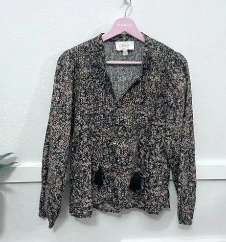 Cleobella Allison Dark Academia Floral Long Sleeve Shirt Blouse Size S