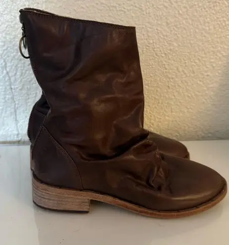 BEEK Ostrich Bootie In Saddle Brown Leather Ankle Boots size 6