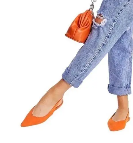 Marc Fisher  Anson Orange Patent Faux Leather Slip-On Slingback Ballet Flats