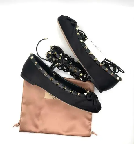 Valentino Garavani Black Rockstud Ballerina Flat Nero 38.5