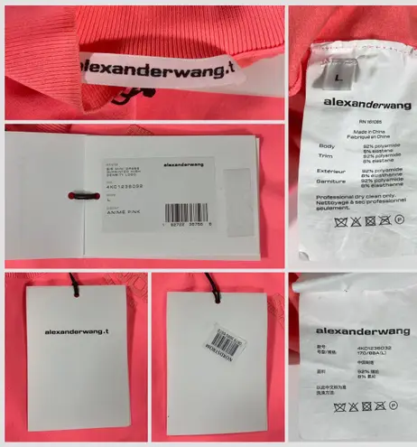 Alexander Wang NWT Logo Appliqué Mock Neck Body-Con Minidress 4KC1236032 Pink L