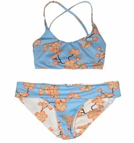 new Submarine ❤︎ Highs + Lows Print Bikini Set ❤︎ Cherry Blossom on Baby Blue Size XS