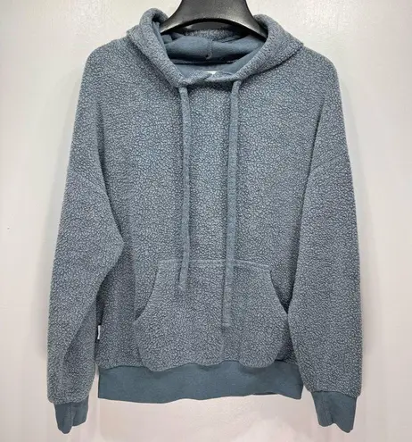 Soft serve Teal Blue Reverse Fleece Organic Cloud Cotton Pullover Hoodie Size XS