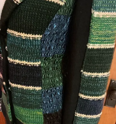 VTG Y2K Unique Emma G bright striped sweater blazer coatigan Green Size M
