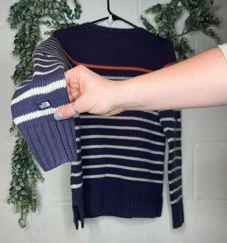 The North Face  | women wool crew neck sweater striped elbow patches