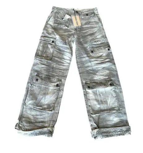 GRLFRND Camo Cargo Jean Grey SIZE 23 Camoflage Slouchy Low Rise Baggy $295 NEW