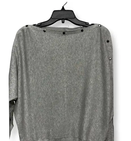 ALLSAINTS Womens Pullover Sweater Gray Heathered Studded Boat Neck Cotton S New