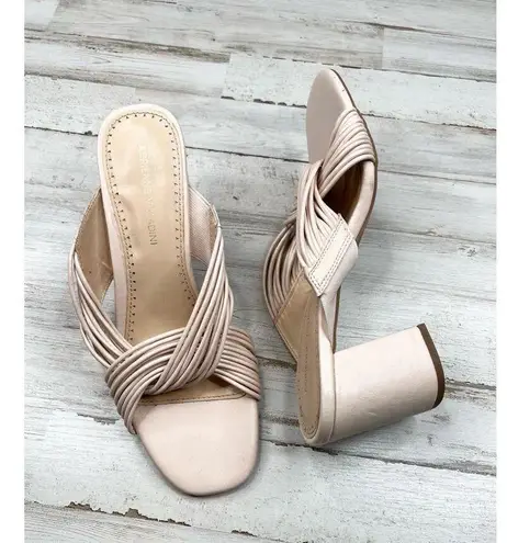 Adrienne Vittadini Beige Strappy Open Toe Block Heel Sandal Size8