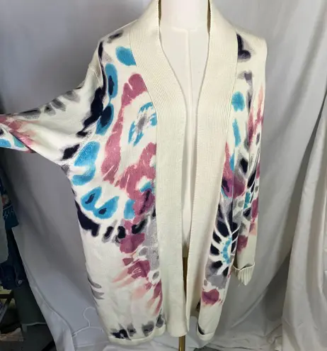 Sun Stone Womens Cardigan Sweater Medium Open Front Tie Dye Knit Cotton Clean - Image 3