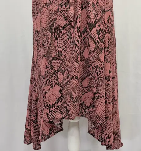 The Vanity Room New Snake Print Handkerchief Hem Dress V-Neck Flutter Sleeve