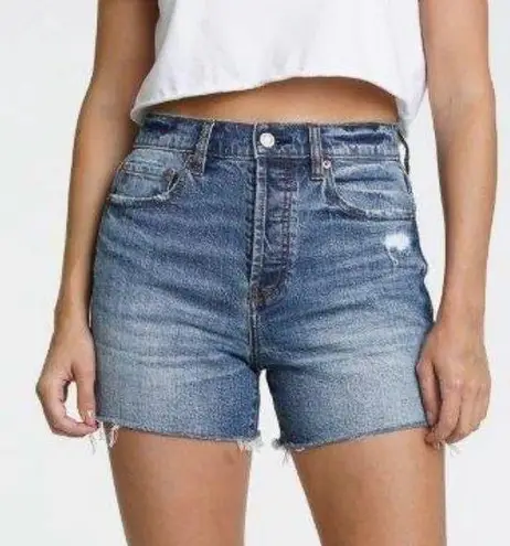 Daze Distressed High Waisted Denim Shorts Blue Size 28