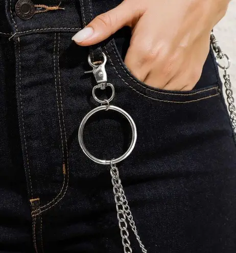 O Ring Silver Layered Pant Belt Chain New