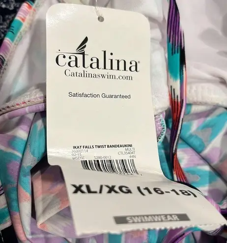 Catalina Art Deco Abstract Multicolored Tankini Top Sz XL NWT