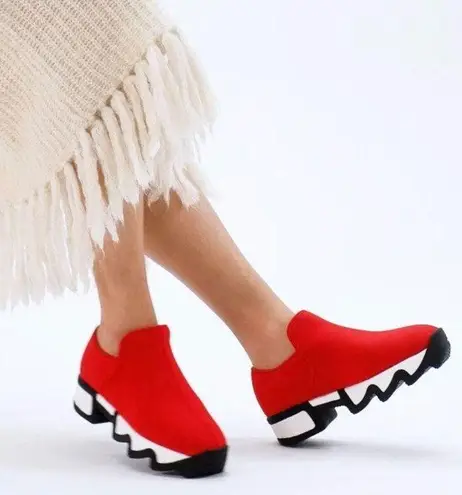 iRi WES I Neoprene Low Top Platform Sneaker Size EU 37 US 7 Red