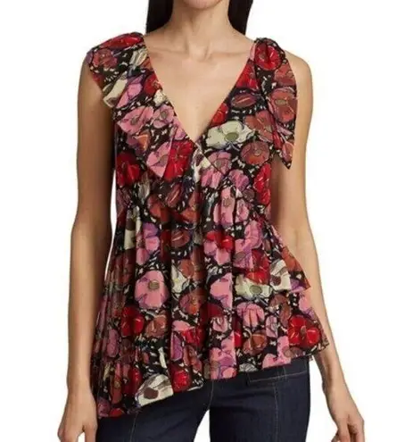 Cinq à Sept Cinq a Sept. Naomi Floral Print Ruffle Top.