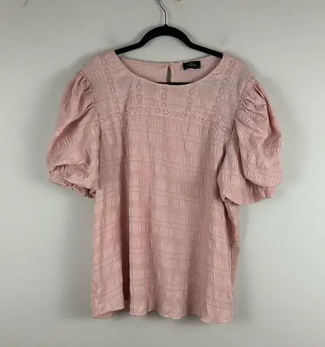 Milk and Honey  | Light Pink Textured Puff Sleeve Blouse Size 2X