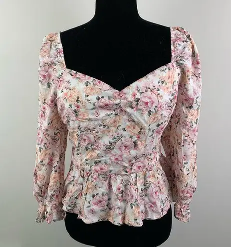 Francesca's  floral cropped peplum top