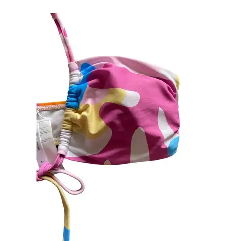Cupshe NWT- Adorable two piece swimsuit, colorful pink, blues and yellows, Top has some padding, bottoms tie on sides, brand new, size medium thumbnail 4