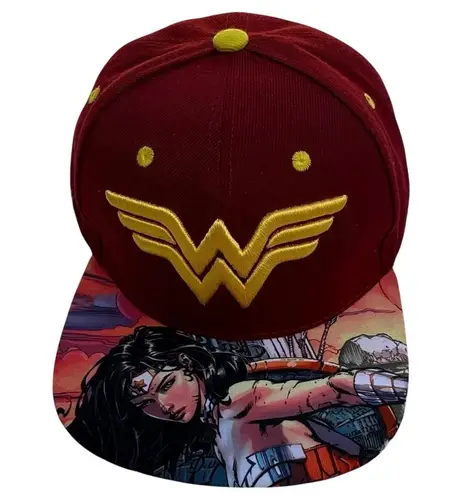 Rare Wonder Woman Collector’s Snapback Six Flags Exclusive DC Comics Superhero Red