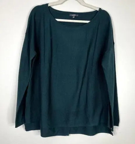 NYDJ Long Sleeve Split Back Slight Boatneck Soft Comfy Sweater Ribbed Detail Lg