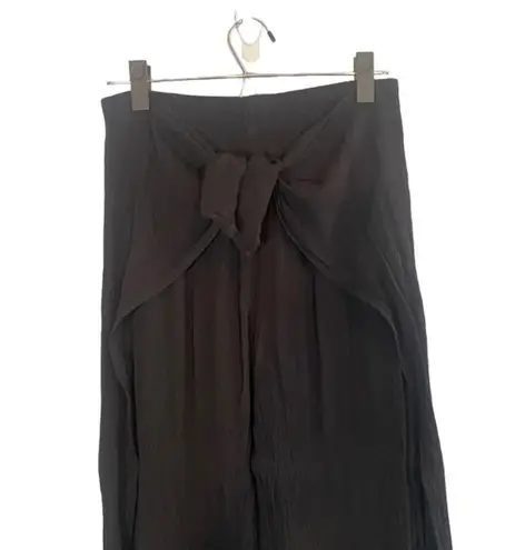 Kona Sol Black Wide Leg Double Slit Beach Coverup Pants Women Sz M